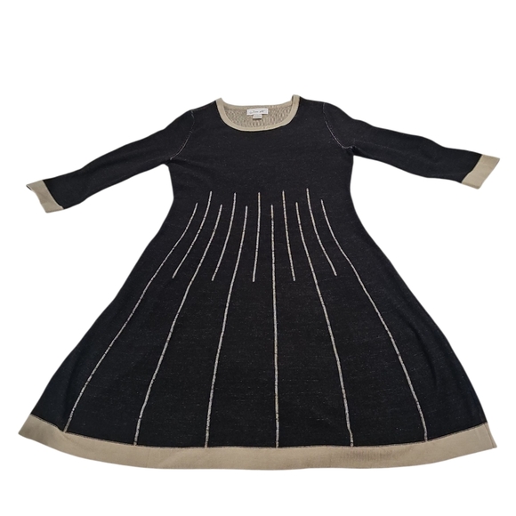 JESSICA H Heathered Gray &Tan Knit Sheath Sweater Dress Women's SizeLarge GUC - Picture 4 of 11